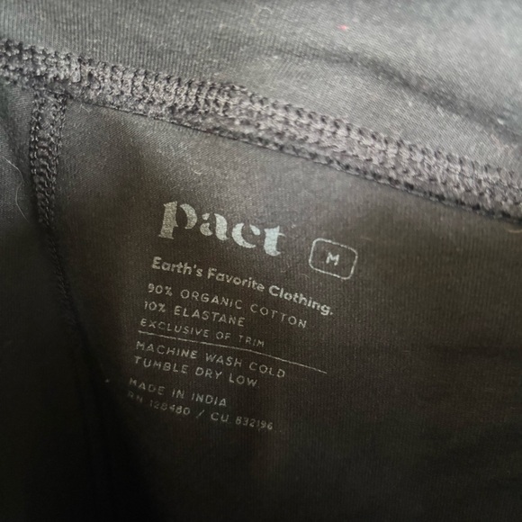 Pact Black Organic Cotton Leggings Size M - Picture 2 of 6